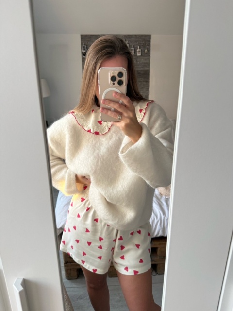 PIŻAMA DAMSKA Z FALBANKAMI SERDUSZKA WISKOZA