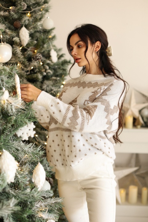 SWETER CHRISTMAS DEER BIAŁY/MOKKA SWETER CHRISTMAS DEER BIAŁY/MOKKA