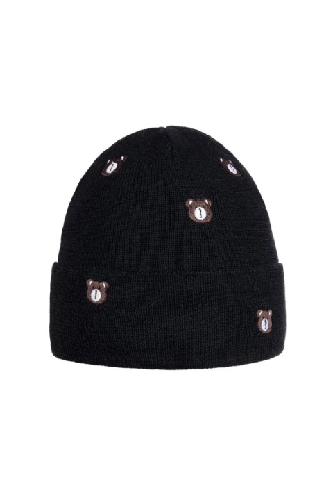 Czapka LITTLE BEAR - 100% wełny merino - czarny
