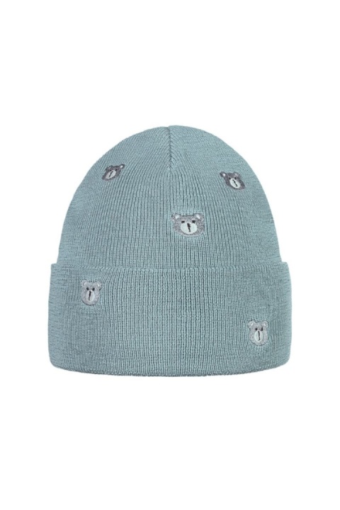 Czapka LITTLE BEAR - 100% wełny merino - szałwiowy
