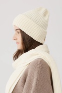 Komplet czapka i szalik DAILY – ecru | 100% wełna merino