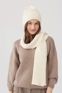 Komplet czapka i szalik DAILY – ecru | 100% wełna merino